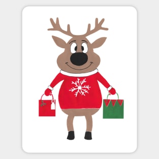 CHRISTMAS Reindeer Goes Christmas Shopping Sticker